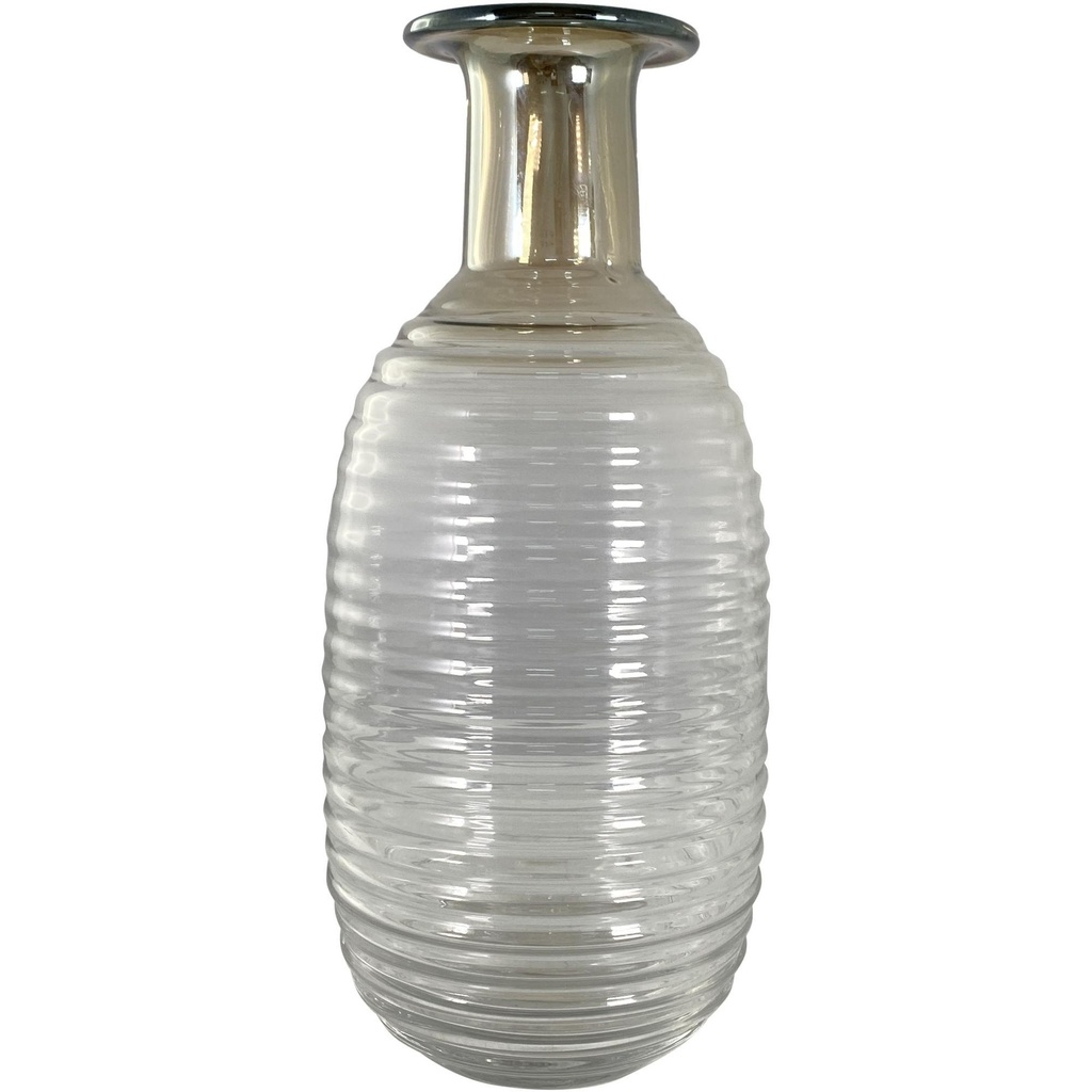 FLORERO DE VIDRIO CAFE TRANSPARENTE 33CM