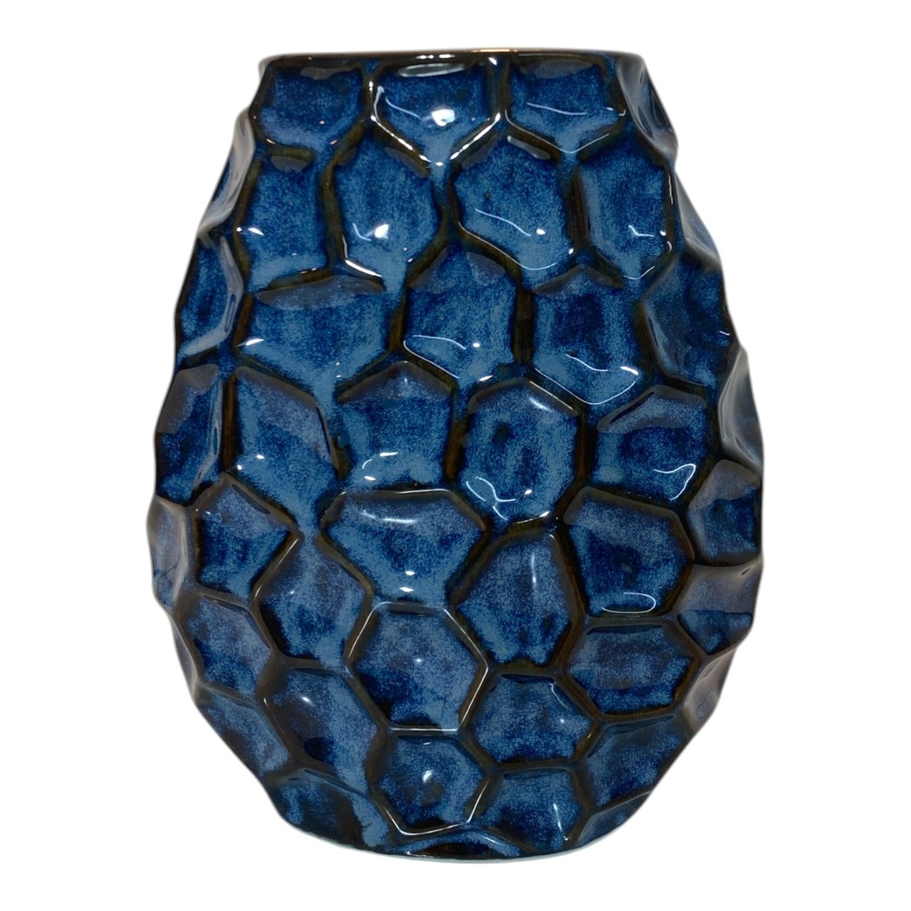 FLORERO CERAMICA IRIS AZUL 21CM