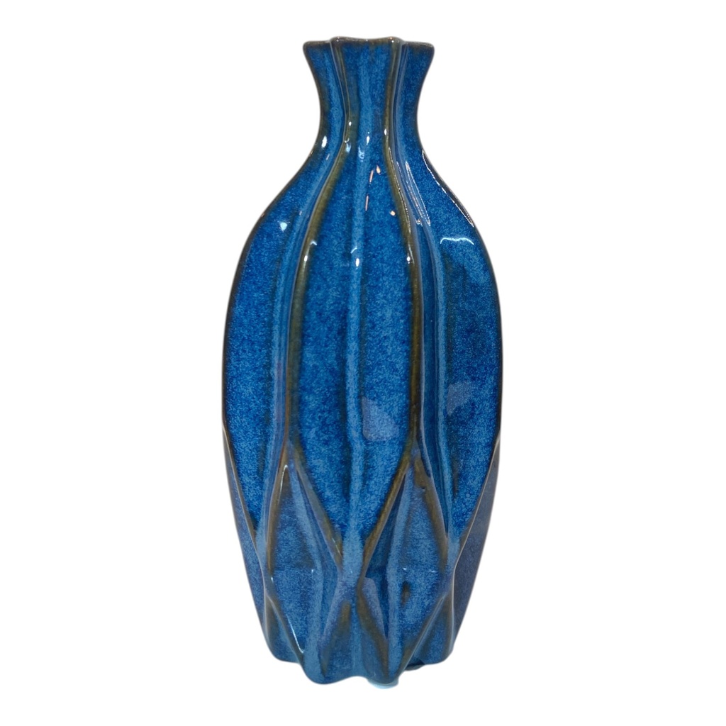 FLORERO DE CERAMICA AZUL MARINO 17CM