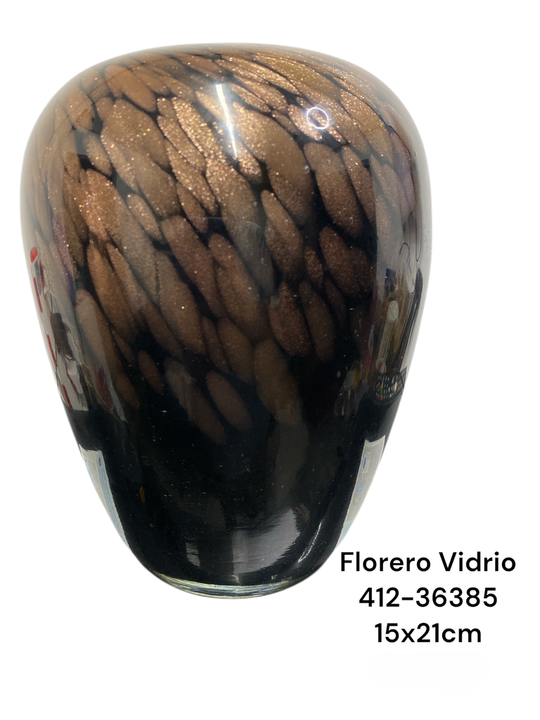 FLORERO DE VIDRIO NEGRO/CHAMPAGNE 15X21CM