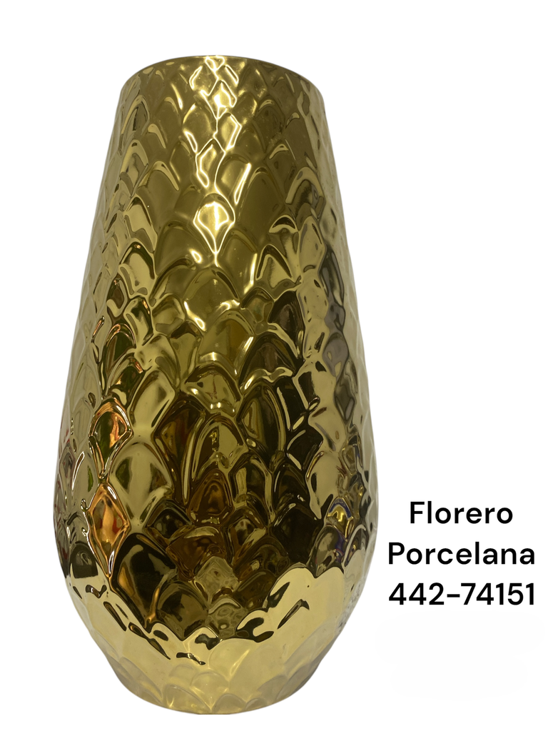 FLORERO PORCELANA DORADO 17X31CM
