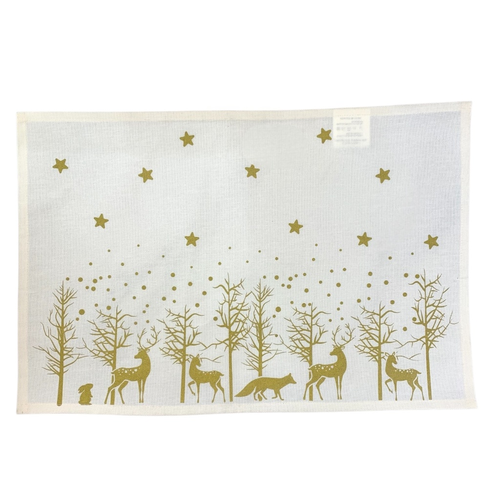 Individual beige con renos dorados, 45x30cm. RENZO