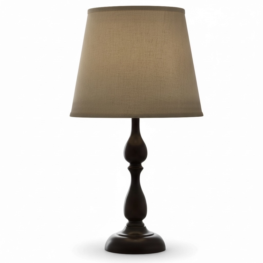 LAMPARA PANTALLA BEIGE BASE OSCURA 28X56CM
