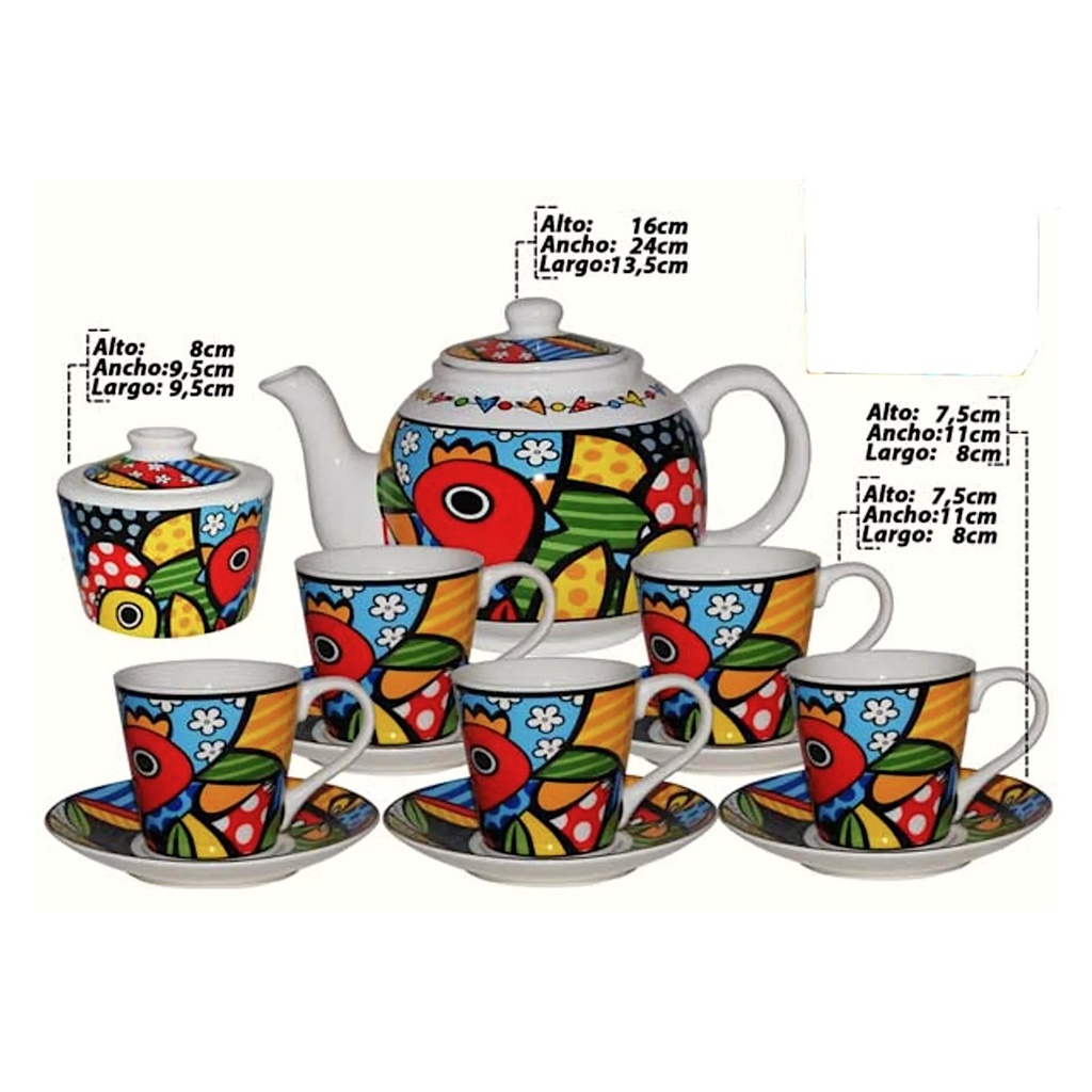 JUEGO DE TETERA C/TAZAS HOME LIFE X16PZAS KY2333/34/35/36