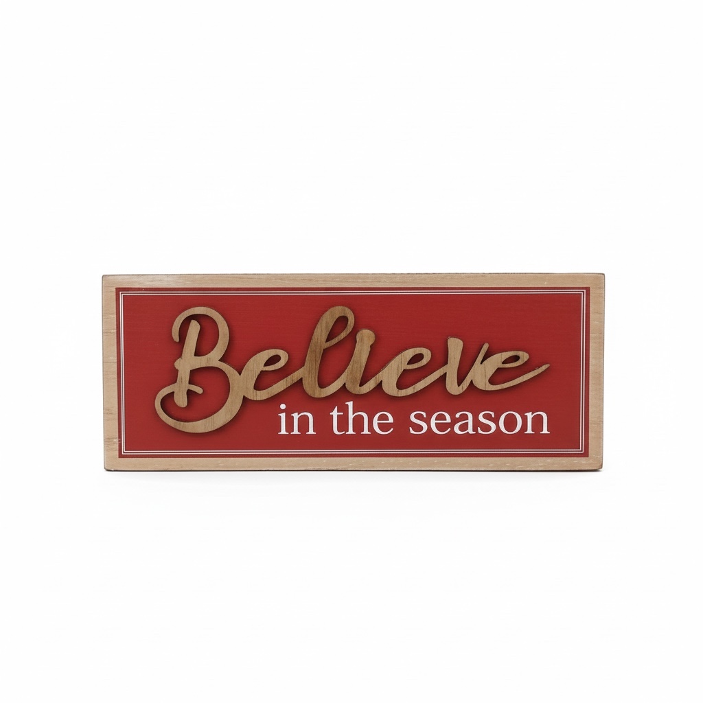 LETRERO NAVIDEÑO BELIEVE 30X11.5CM