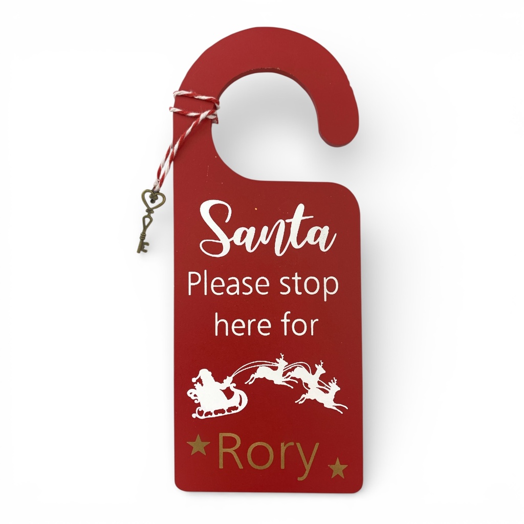 LETRERO NAVIDEÑO COLGANTE SANTA RORY 26CM