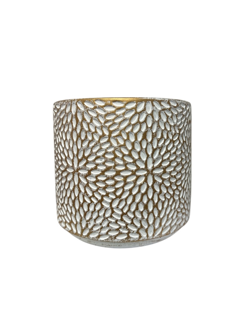 MACETA BLANCO/DORADO 13.5*14CM