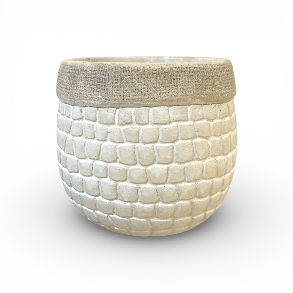 MACETA BEIGE CUADROS VINTAGE CERAMICA PEQUEÑA 10X9CM