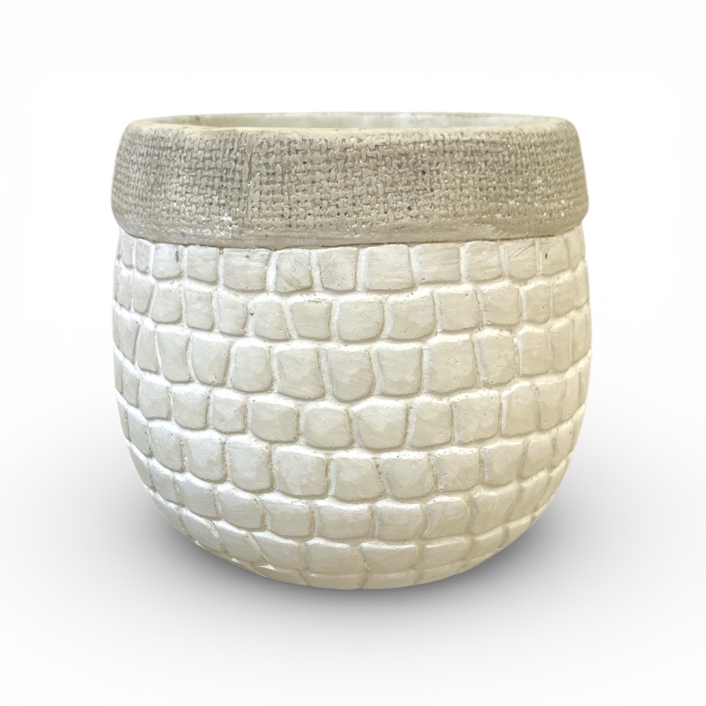 MACETA BEIGE CUADROS VINTAGE CERAMICA MEDIANA 12X10.5CM