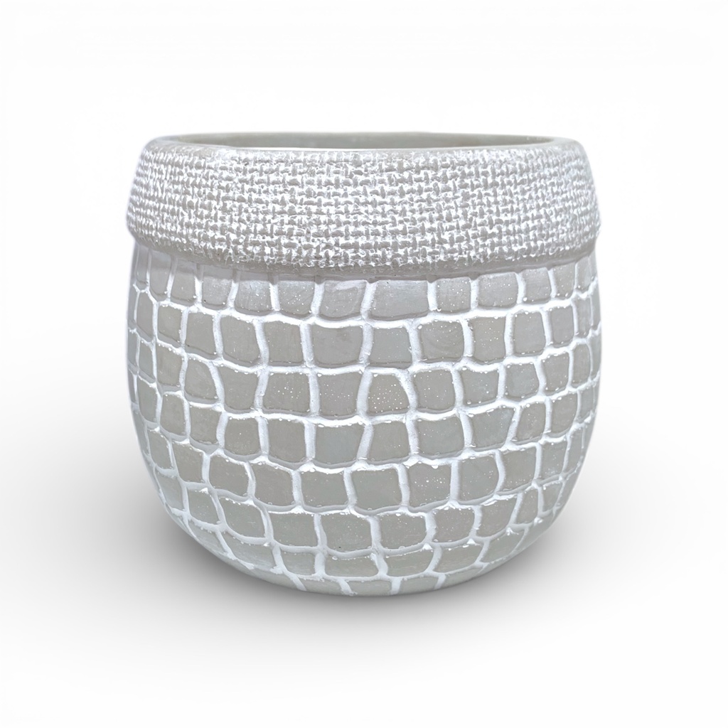 MACETA PLOMA CUADROS VINTAGE MEDIANA CERÁMICA 12X11CM