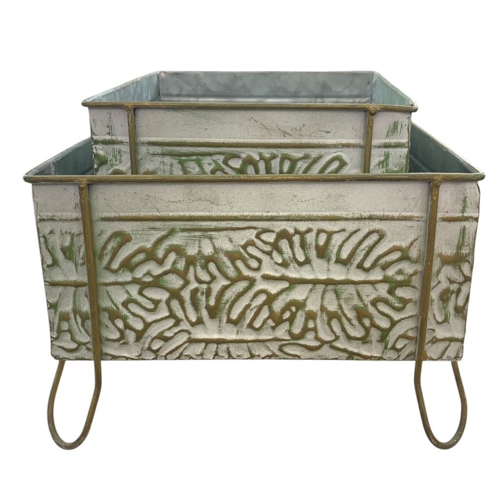 MACETA METALICA CUADRADA X2 (27X18CM) (16X20CM)