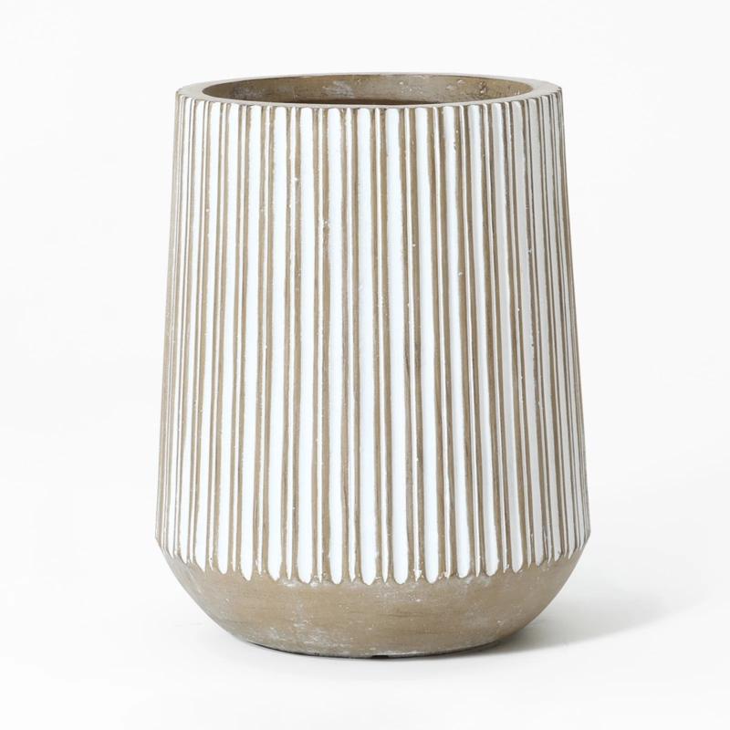MACETERO CORDELIA II DE FIBRA MINERAL GRIS/BLANCO 43.5X56CM