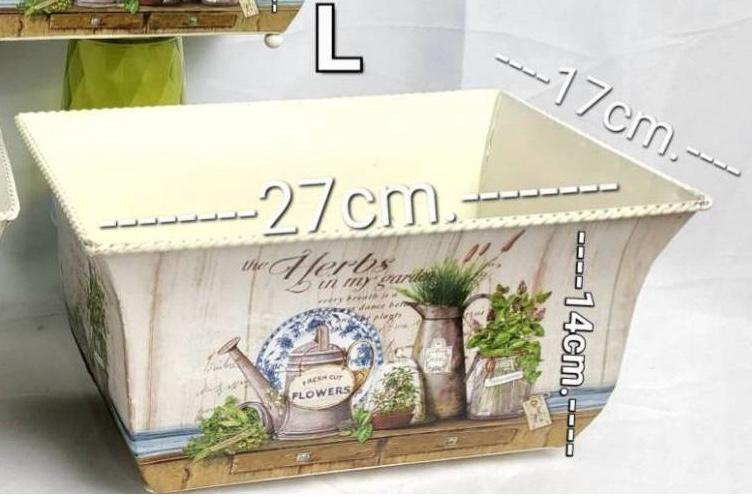 MACETERO METALICO RECTANGULAR "THE HERBS IN MY GARDEN" 27X17CM.
