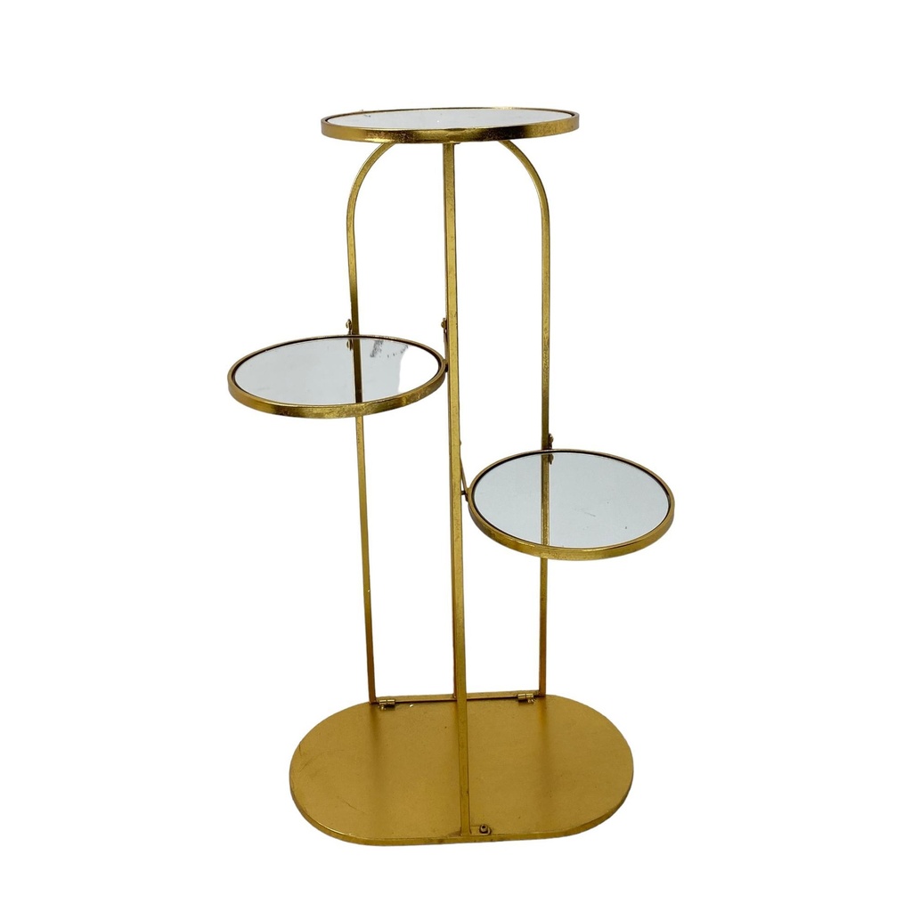 MESA AUXILIAR DE 3 NIVELES ESPEJO CON BASE HIERRO 57X30X94CM