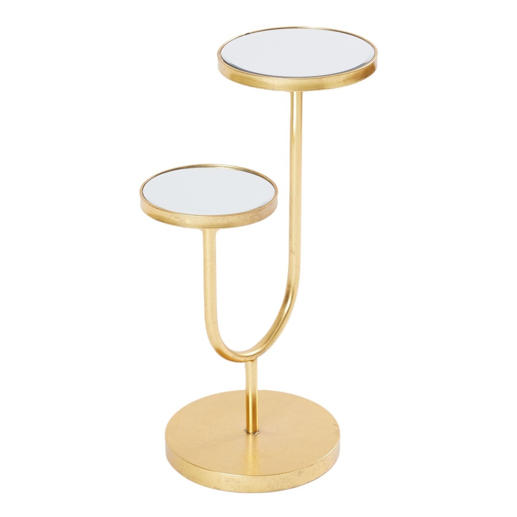 MESA AUXILIAR DE 2 NIVELES ESPEJO CON BASE HIERRO 54X30X79CM