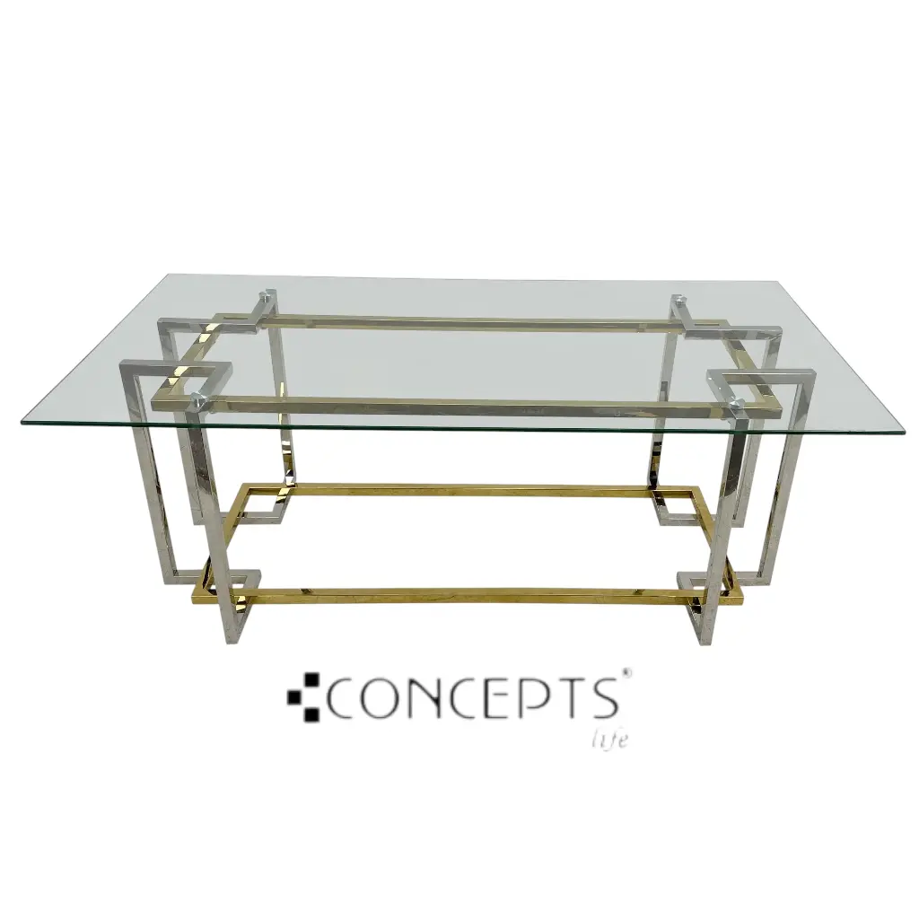 MESA DE VIDRIO TEMPLADO Y HIERRO CROMADO 120X60X45CM