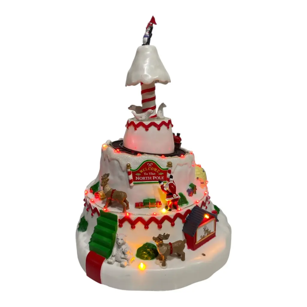 MONTAÑA NEVADA NAVIDEÑA CON LUZ A PILA 2A REF: DF64840A 22X22CM