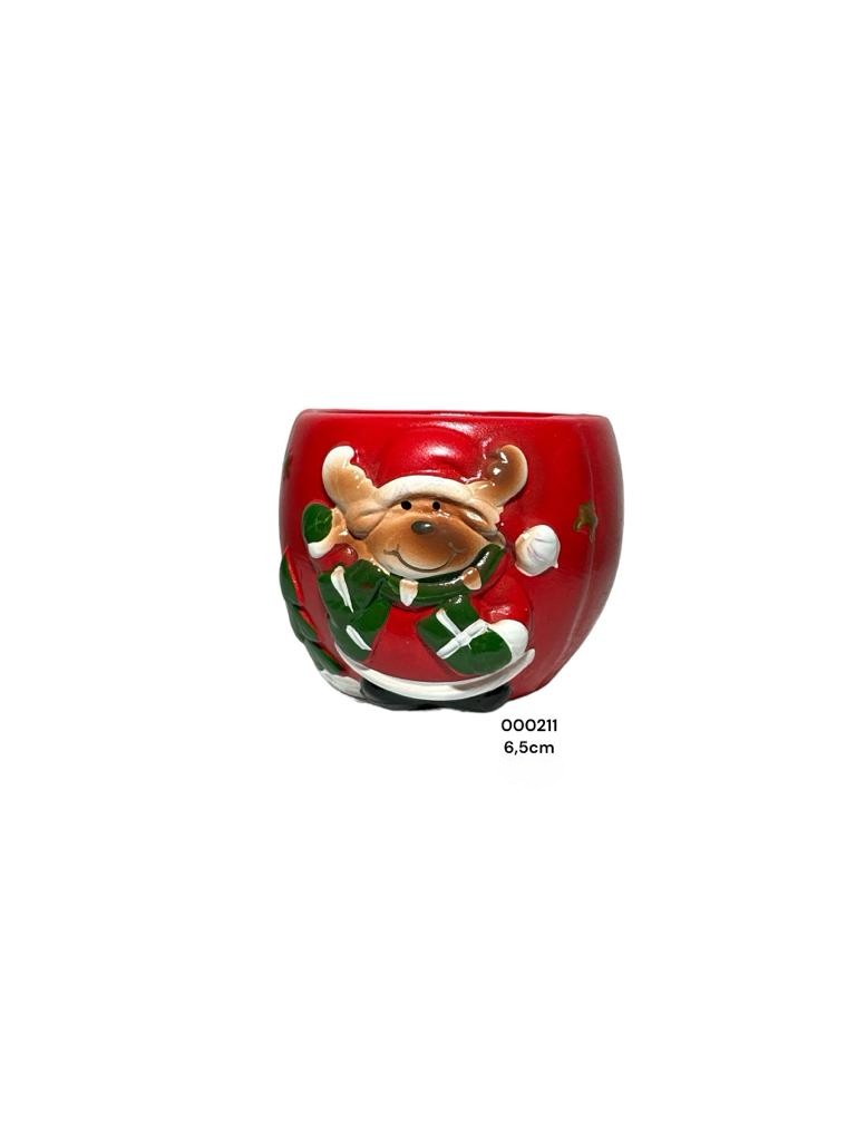 NAVIDAD CERAMICA/ MACETA ROJA RENO 6.5CM