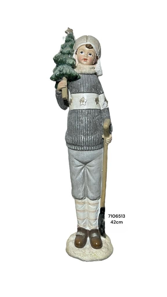 NIÑO CON ARBOL Y PALA NAV. 42CM
