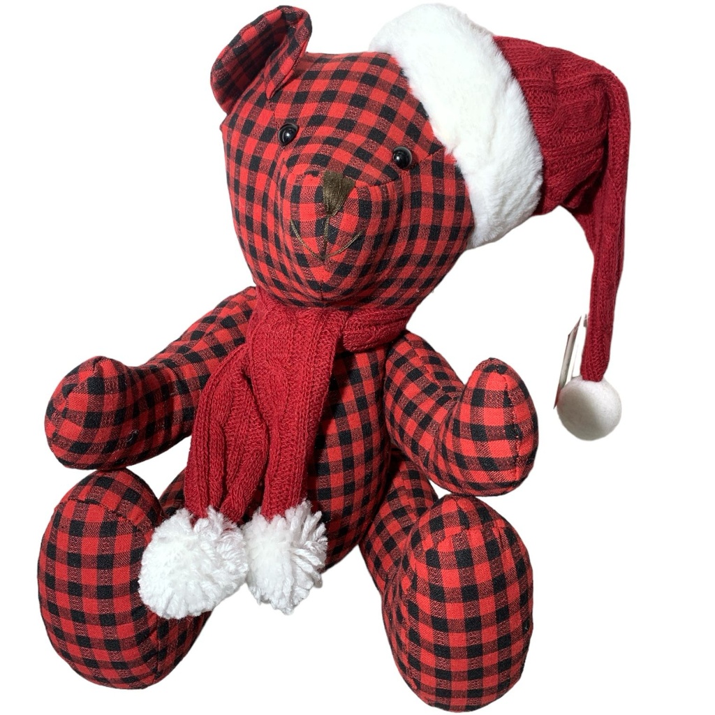 OSO NAVIDEÑO CUADROS NEGRO/BLANCO 50CM