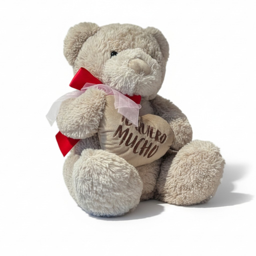 OSO DE PELUCHE CON CORAZON "TE QUIERO MUCHO"
