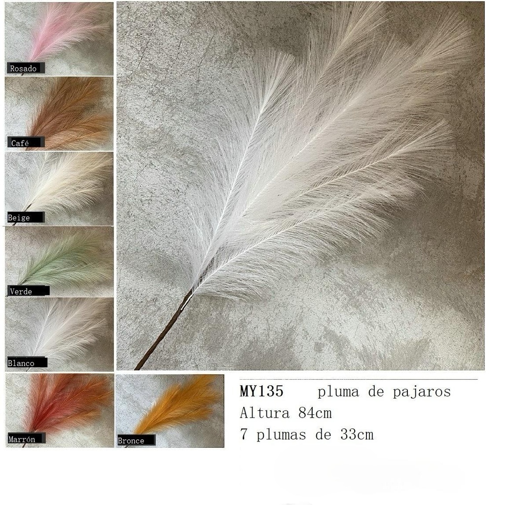 PAMPAS GRASS 85CM 7 PLUMAS DE 33CM