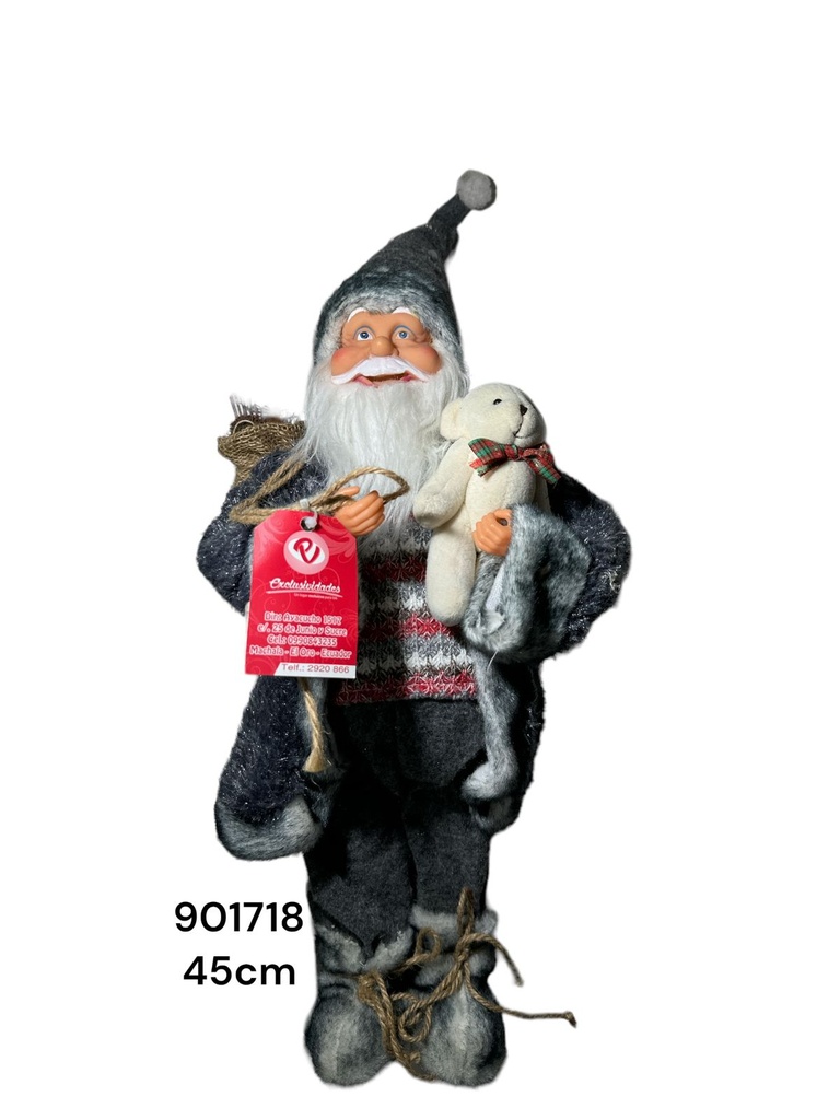 PAPA NOEL GRIS CON PELUCHE 45CM