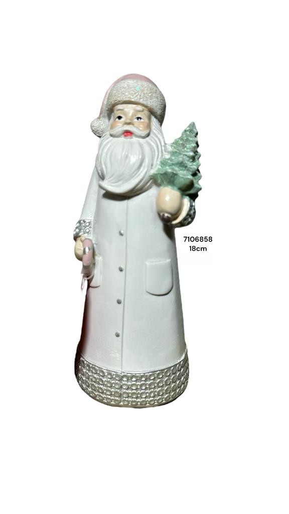 PAPA NOEL CON CORONA POLIRESINA 18CM