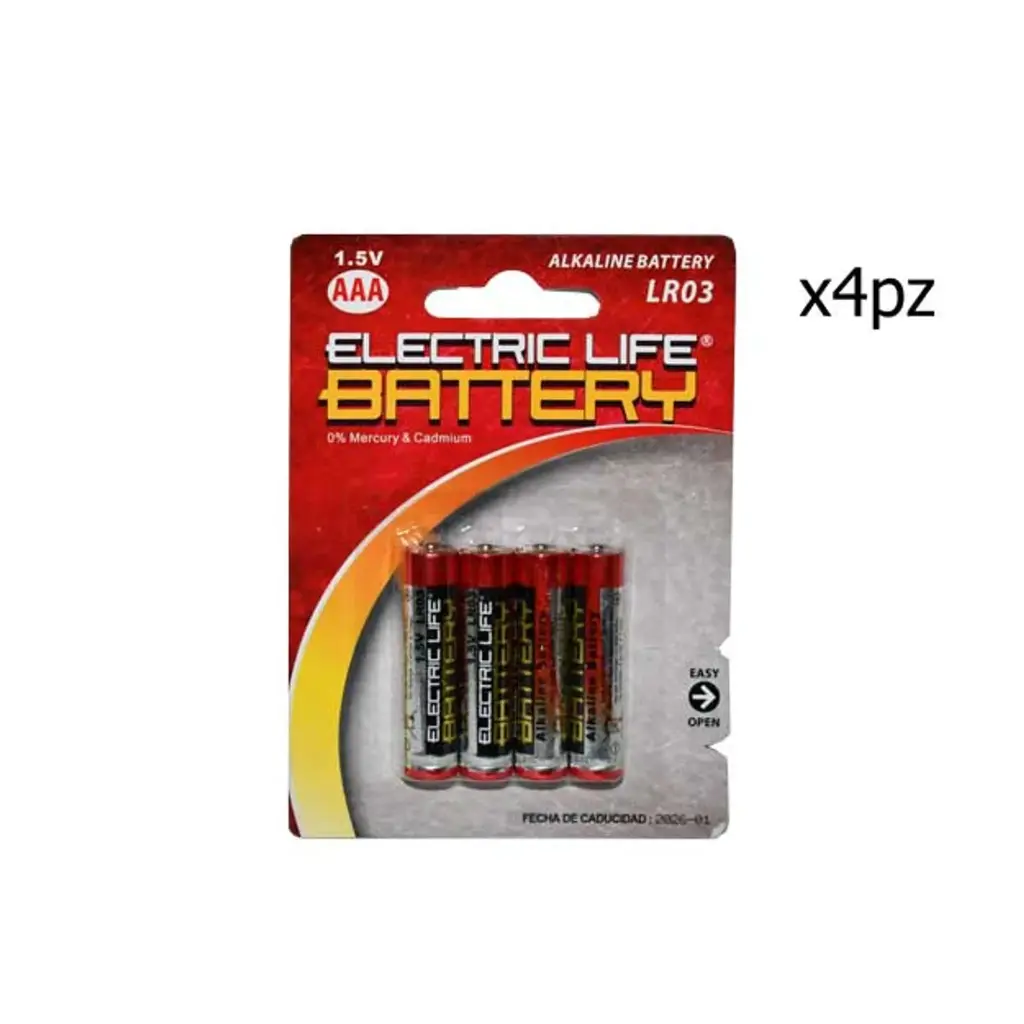PILA ELECTRIC LIFE AAA ROJA X 4PZ REF:LR03-BP4 (130MIN)