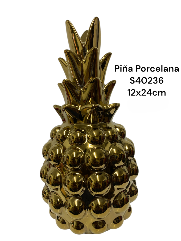 PIÑA DECOR PORCELANA DORADA 12X24CM
