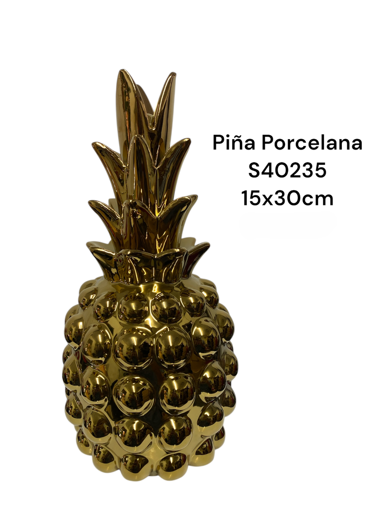 PIÑA DECOR PORCELANA DORADA 15X30 CM
