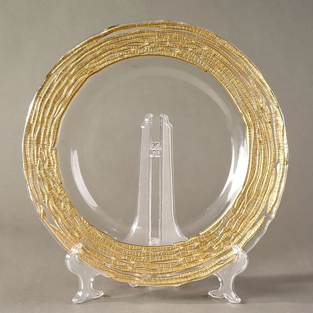 PLATO BASE DE CRISTAL TRANSP/DORAD* 32CM