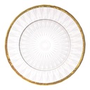 PLATO BASE DE CRISTAL TRASNPARENTE FILO DORADO