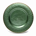 PLATO BASE DE CRISTAL VERDE FILO DORADO 33CM