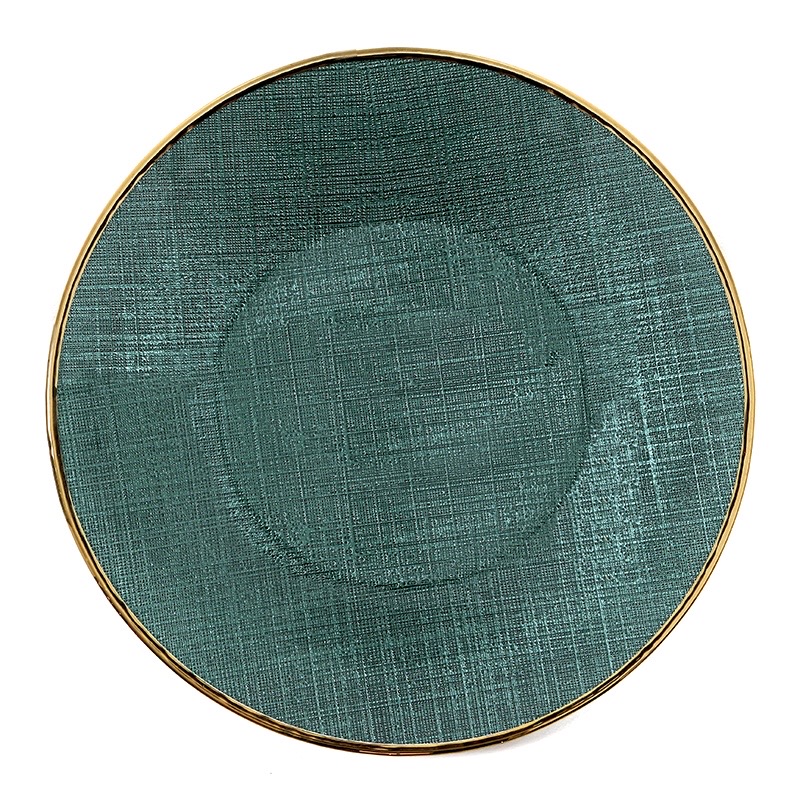 PLATO BASE DE CRISTAL VERDE TEXTURIZADO 33CM