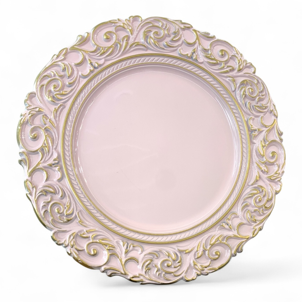 PLATO BASE ROSA/DORADO 35CM