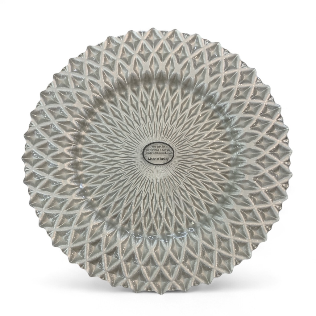 PLATO BASE PLATEADO DE VIDRIO ROMBOS REF: 1Y33C94 