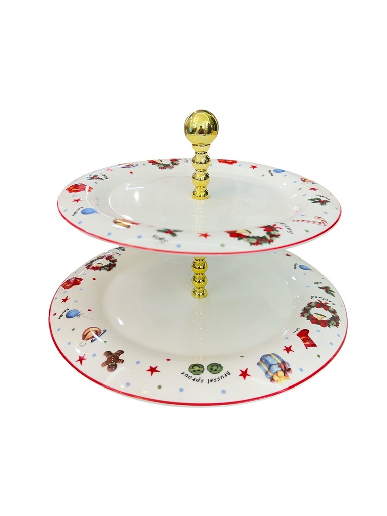 PORTABOCADITOS NAVIDEÑO PORCELANA 2NIVELES REF: TJ-167
