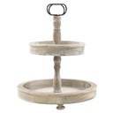 PORTA BOCADITOS 2 PISOS MADERA VINTAGE REDONDO 39X46CM