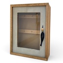 PORTALLAVES CON PUERTA DE VIDRIO LINEAS CELESTE 21X6.5X26CM