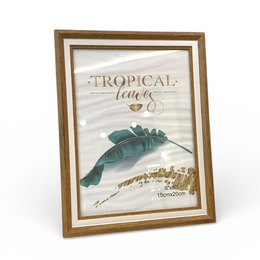 PORTA RETRATO MADERA CAFÉ BORDE BLANCO 15X20CM 6X8"