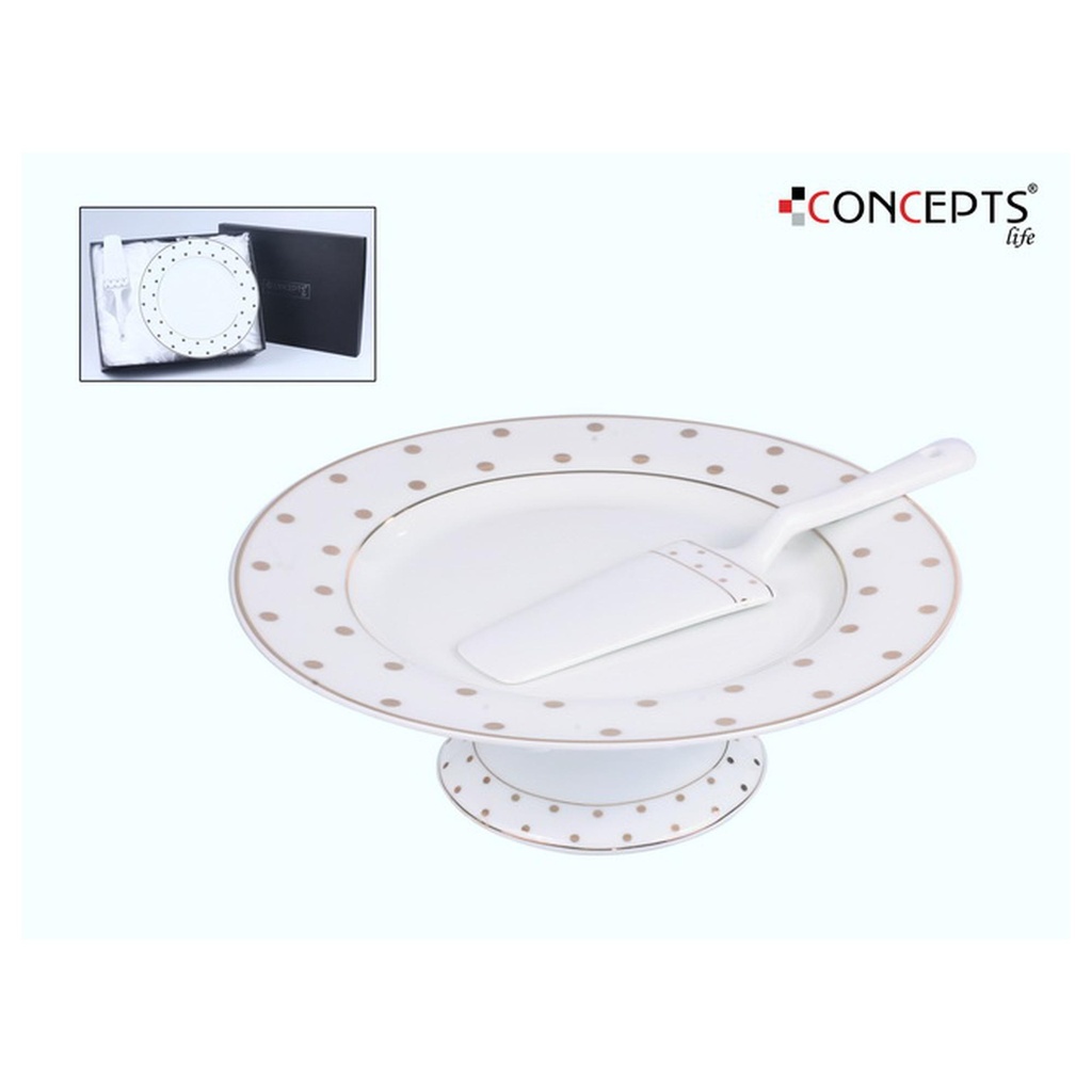 PORTA TORTA CON ESPATULA PUNTOS