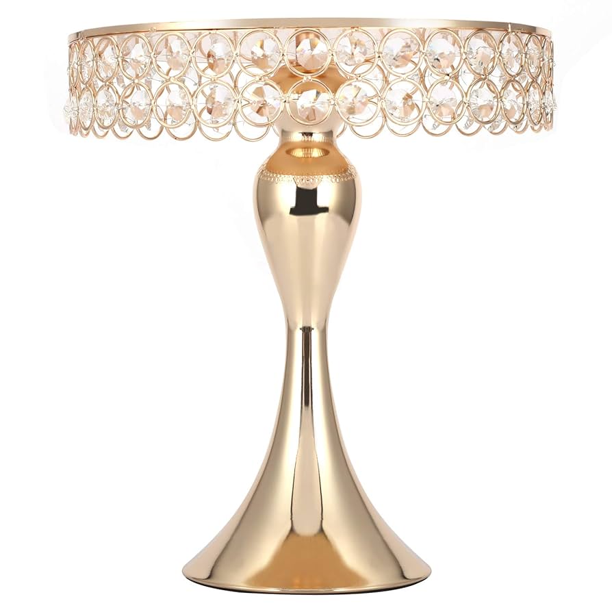 PORTA TORTA CRISTALES DORADO 30X23CM