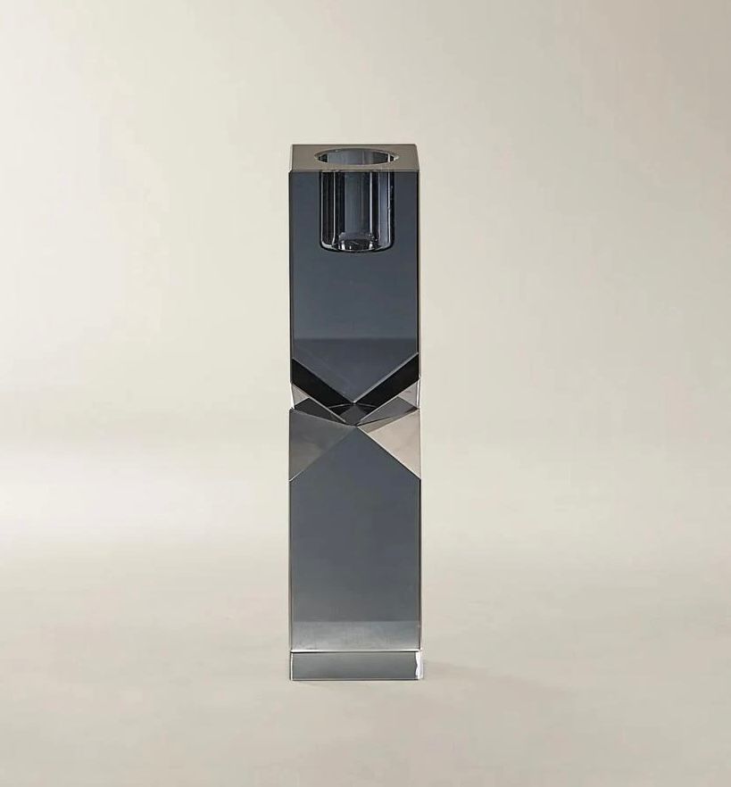PORTAVELA DE CRISTAL GRIS 14.5CM