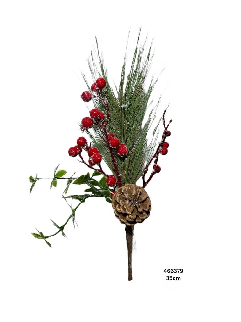 RAMA NAV. FRUTO ROJO NEVADO 35CM REF:52-850229