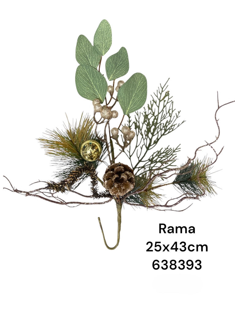 RAMA PINO C/BOMBILLO Y BELLOTA 43CM