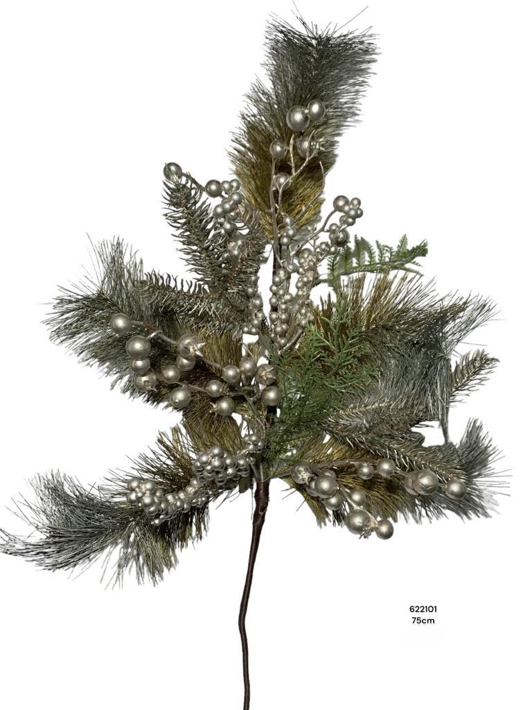 RAMA PINO CON PERLAS CHAMPAGNE 75CM