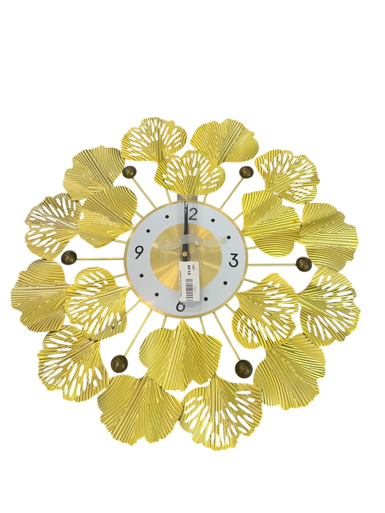 RELOJ METALICO DORADO 45X45CM