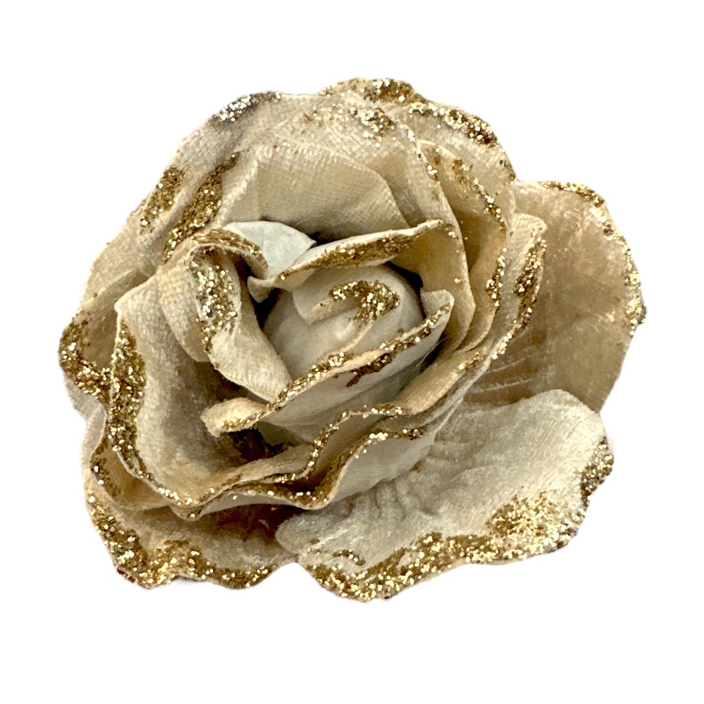 FLOR NAVIDEÑA ROSA CHAMPAGNE 12CM