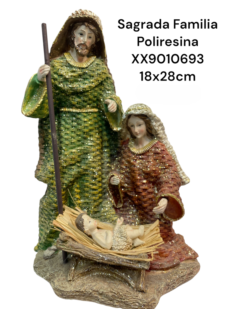 SAGRADA FAMILIA RESINA TEXT. YUTE ROJO/VERDE 18X28CM